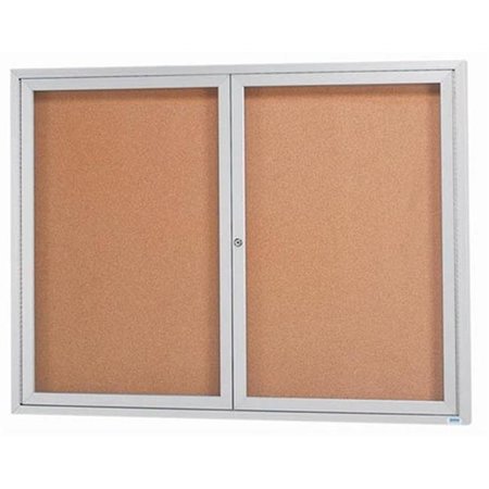 AARCO Aarco Products DCC4860R 2-Door Enclosed Bulletin Board - Clear Satin Anodized DCC4860R